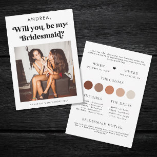 Convites Proposta de Dama de Honra com Letra Retro