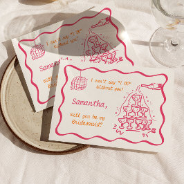 Convites Proposta de Dama de Honra com Torre de Champanhe E