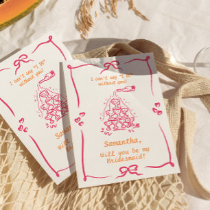 Convites Proposta de Dama de Honra com Torre de Champanhe E