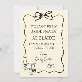 Convites Proposta de Dama de Honra Desenhada à Mão Amarela 