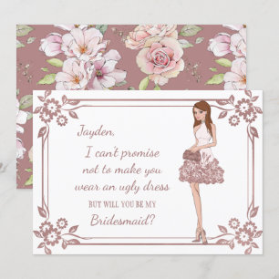 Convites Proposta de Dama de Honra Personalizada Glam Girl