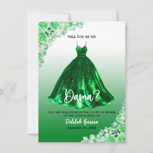 Convites Proposta de Dama de Quinceañera Verde Linda