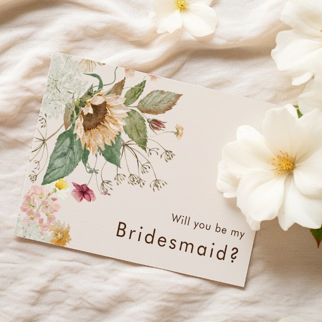 Convites Proposta de Damas de Honra de Casamento Bege Giras (Criador carregado)