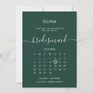 Convites Proposta de Esmeralda do Bridesmaid do Calendário 