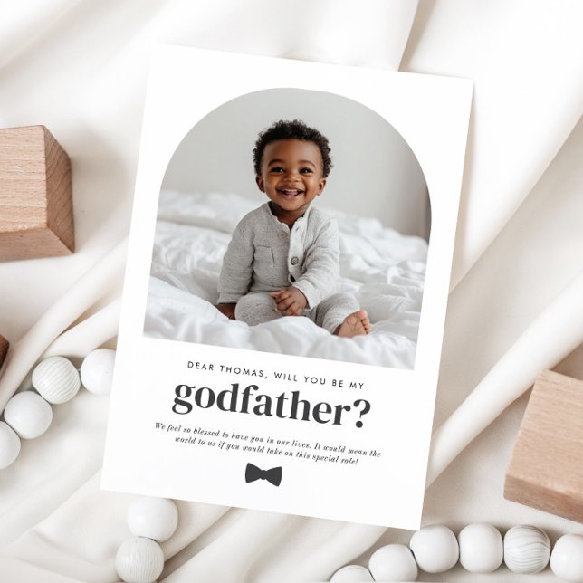 Convites Proposta de Foto Arqueada de Padrinho (Zazzle Godfather Arched Photo Proposal)
