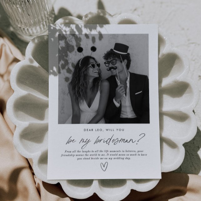 Convites Proposta de Foto Manuscrita 'Seja Meu Bridesman' (Zazzle Be My Bridesman Handwritten Photo Proposal Invitation )