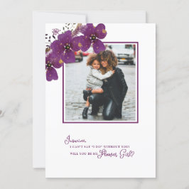 Convites Proposta de Foto para Dama de Flores Roxa