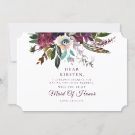 Convites Proposta de Madrinha de casamento Floral do Burgun