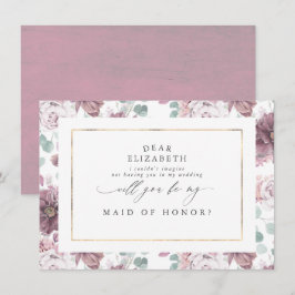 Convites Proposta de Madrinha de casamento Mauve Floral Bri