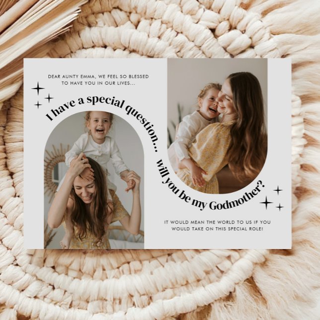 Convites Proposta de Madrinha de Foto com Arco Duplo (Zazzle Double Arch Photo Godmother Proposal Invitation )