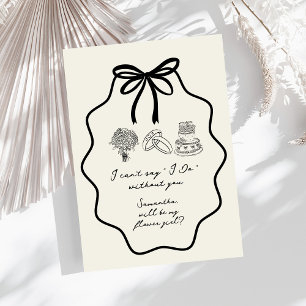 Convites Proposta de Menina de Flores Floral com Laço Desen