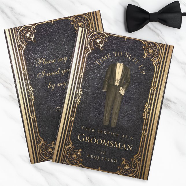 Convites Proposta de Padrinho de Casamento Vintage Elegante (Criador carregado)