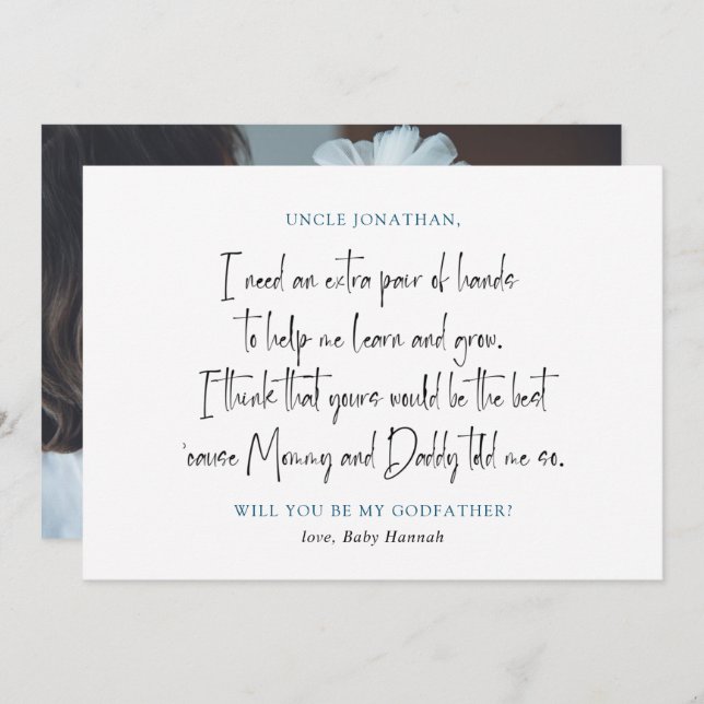 Convites Proposta de Padrinho de Foto Simples (Frente/Verso)