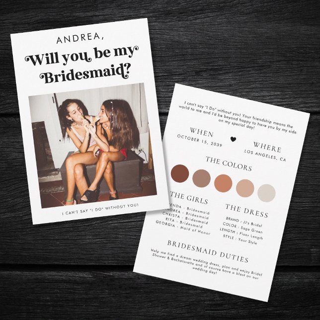 Convites Proposta de Padrinho de Noiva com Letra Retro (Criador carregado)