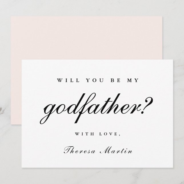 Convites Proposta de Padrinho Simples e Elegante Rosa (Frente/Verso)