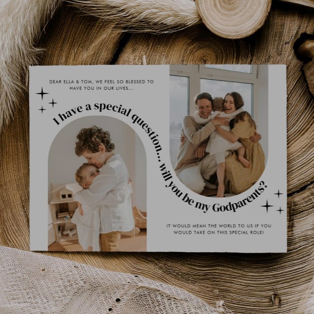 Convites Proposta de Padrinhos de Foto em Arco Duplo (Zazzle Double Arch Photo Godparents Proposal Invitation)