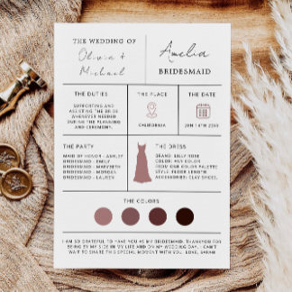 Convites Proposta e Madrinha de casamento da Bridesmaid