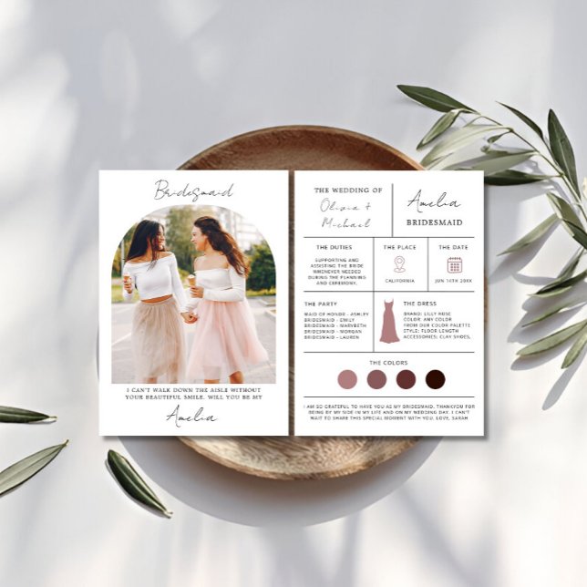 Convites Proposta e Madrinha de casamento moderna do Brides (Modern Bridesmaid Proposal & Maid of Honor Card)