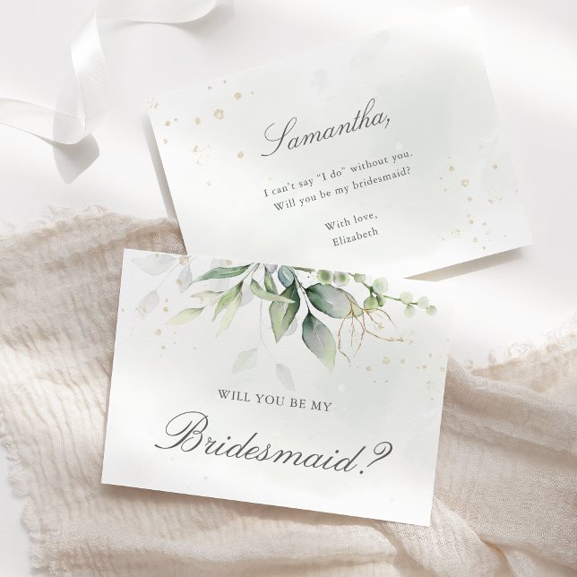 Convites Proposta Elegante Eucalyptus Greenery Bridesmaid (Criador carregado)