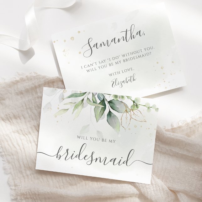 Convites Proposta Elegante Eucalyptus Greenery Bridesmaid (Criador carregado)