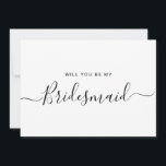 Convites Proposta Mínima de Porta Negra e Branca<br><div class="desc">Proposta de Bridesmaid da Caligrafia Branca e Negra Moderna Minimalista. Cartão de pedido e convite do partido de noiva. Apresenta a moda e a fonte do script na moda.</div>