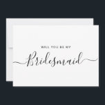 Convites Proposta Mínima de Porta Negra e Branca<br><div class="desc">Proposta de Bridesmaid da Caligrafia Branca e Negra Moderna Minimalista. Cartão de pedido e convite do partido de noiva. Apresenta a moda e a fonte do script na moda.</div>