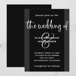 Convites Proposta moderna   Casamento Preto e Branco