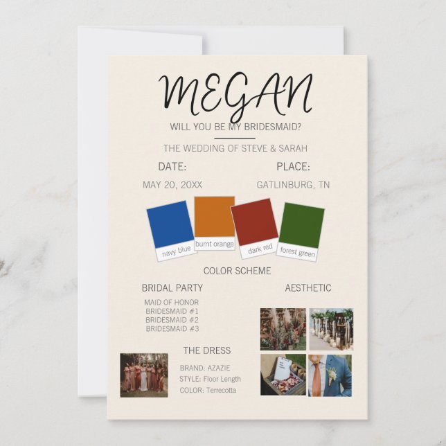 Convites Proposta para Dama de Honra (Frente)