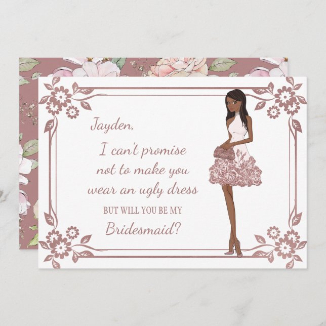 Convites Proposta Personalizada de Bridesmaid de Garota de  (Frente/Verso)