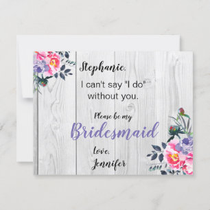 Convites Proposta Rustic Barnwood PInk Floral Bridesmaid