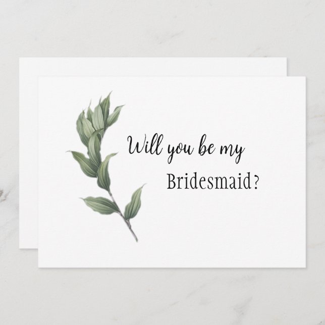 Convites Proposta Simples de Bridesmaid Verde (Frente/Verso)