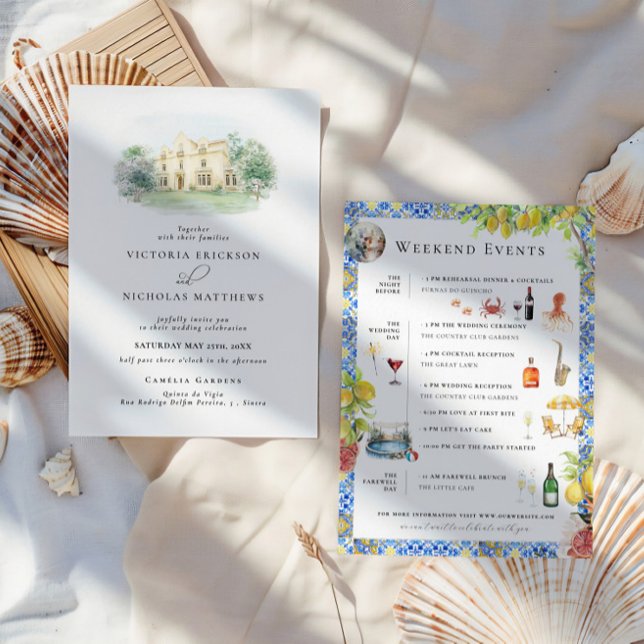 Convites Propriedade Elegante | Fim de Semana de Casamento  (Criador carregado)