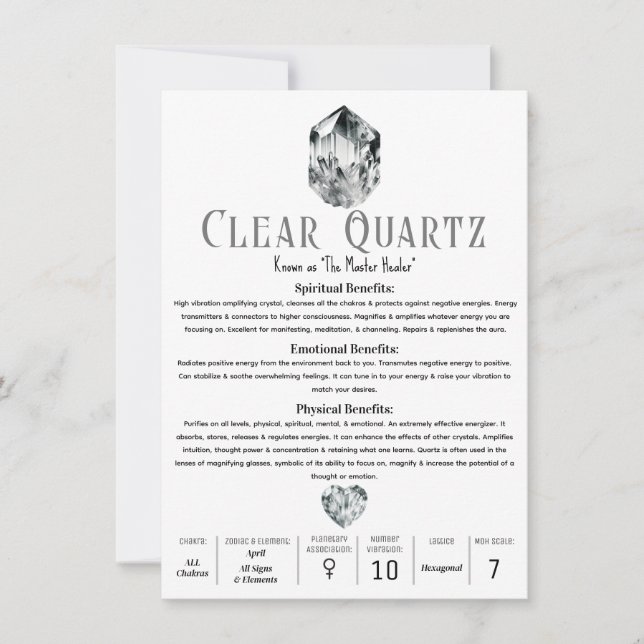 Convites Propriedades Metafísicas do Cristal de Quartzo Cla (Frente)