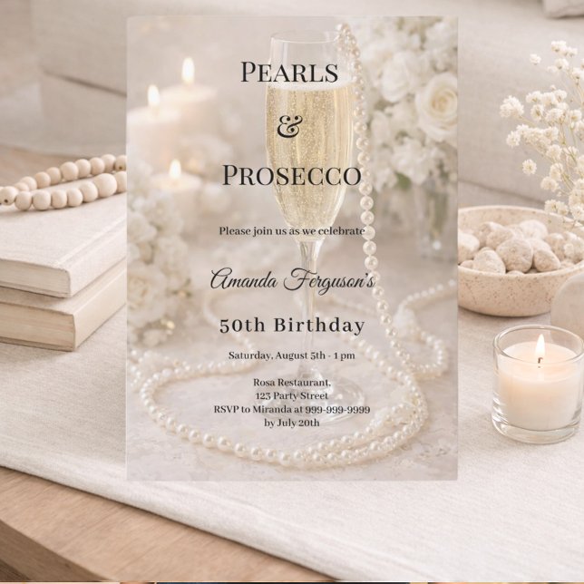 Convites Prosecco Pérolas Champanhe luxuoso aniversário ele (Criador carregado)