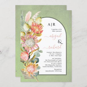 Convites Protea flores Código QR RSVP Casamento de Arte Ver