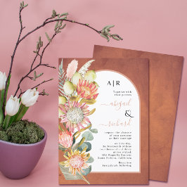 Convites Protea flores pampas esterracotta casamento