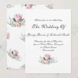 Convites Protea Formal de Aquarela Branca Casamento