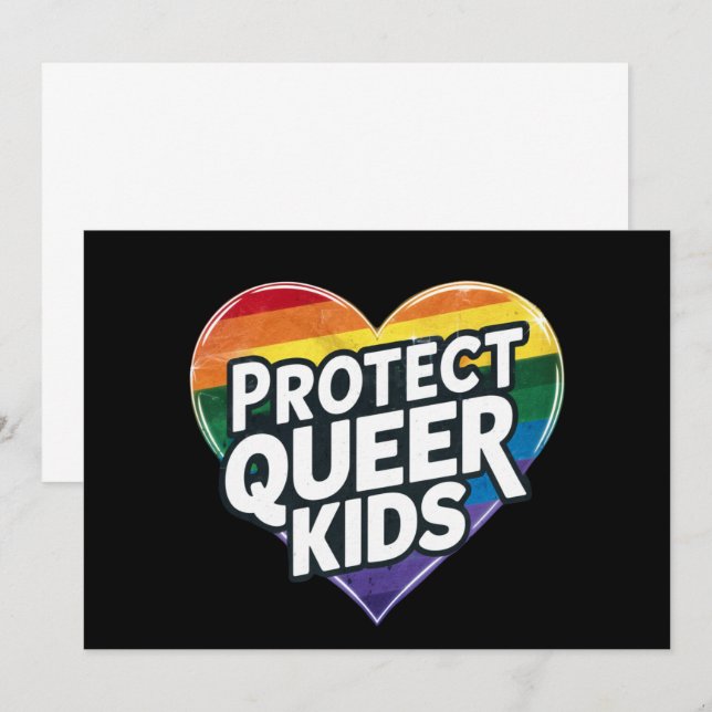 Convites Proteger Crianças Queer Orgulho LGBT do Arco-Íris (Frente/Verso)