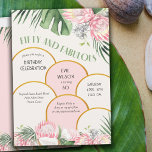 Convites Proteína Tropical Arch Dourada e Palm 50º Aniversá<br><div class="desc">50º convite de aniversário com design de arco de ouro, flores de proteína tropical e verde. O design chama-se "Cinquenta e Fabuloso" e o modelo está preparado para que você adicione seu texto de convite personalizado. Este bonito design floral tem arcos de ouro modernos com flores aquáticas e folhagem em...</div>