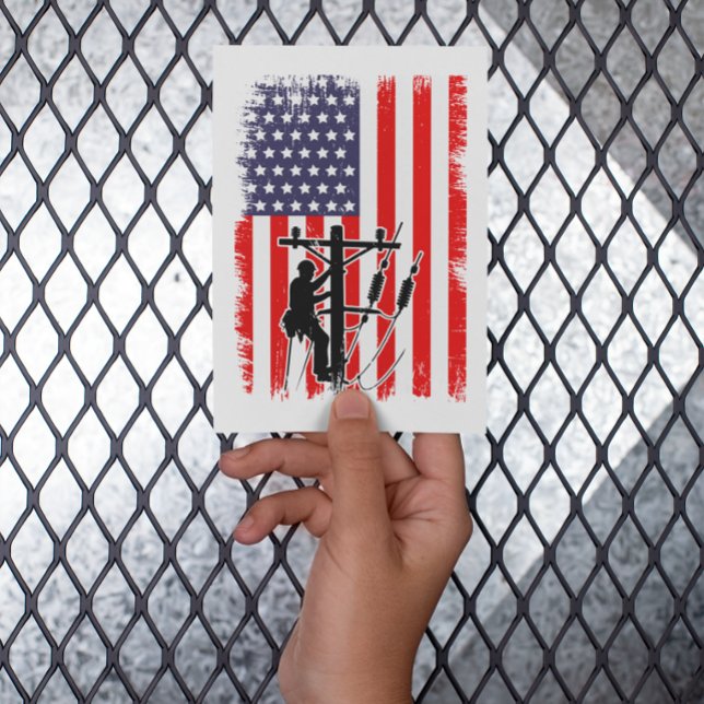 Convites Proud American Lineman Patriotic Utility Worker (Proud American Lineman Patriotic Utility Worker Invitation card)