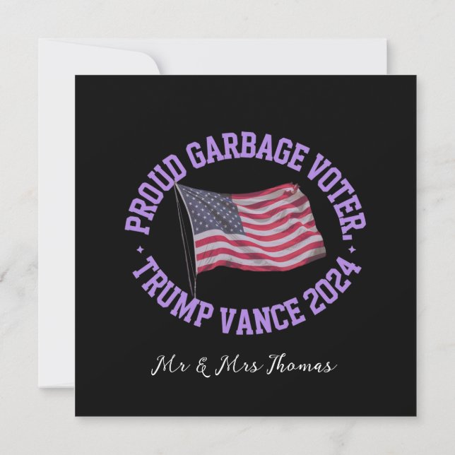 Convites Proud Garbage Voter Trump Vance 2024 Sai (Verso)