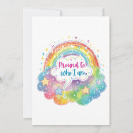 Convites Proud to Who I Am Rainbow Art Self Love Pride Gift