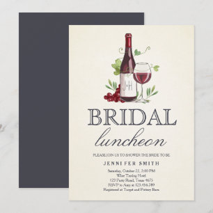 Convites Provando de vinho Bridal Lunchee convida Vinha Rus
