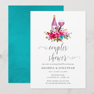 Convites Provando de Vinho Chá Casal de Boho Chic