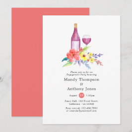 Convites Provando de vinho com Festa de noivado Floral de A