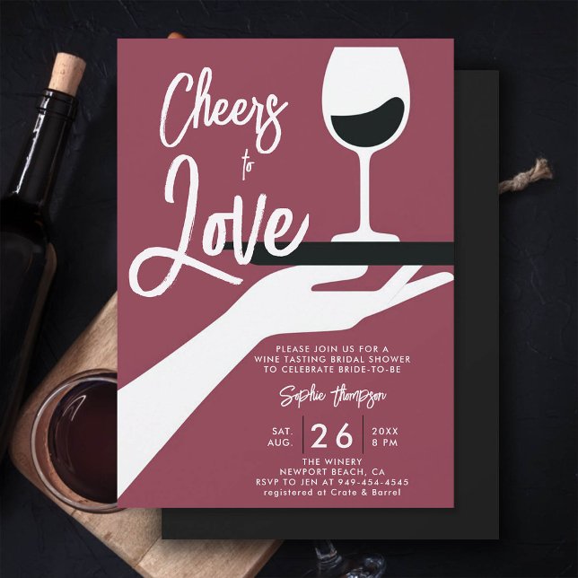 Convites Provando De Vinho Elegante Chá de panela De Vinhos (wine tasting bridal shower invitation red wine winery vintage retro minimalist)