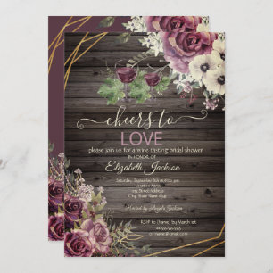 Convites Provando de vinho Flores de Borgonha Chá de panela