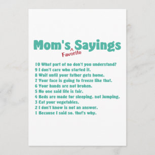 Convites Provérbios favoritos da mãe em presentes para el