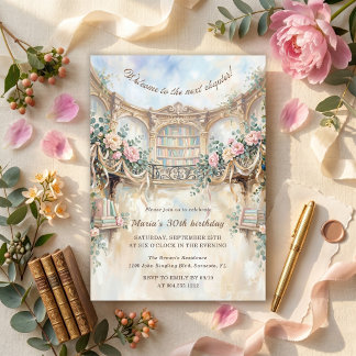 Convites Próximo Capítulo Romântico Floral Biblioteca Anive