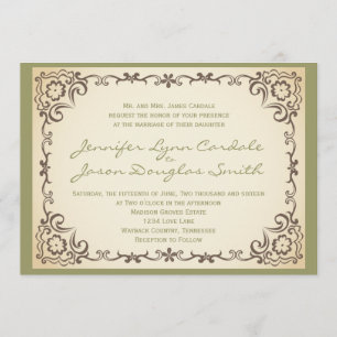 Convites prudentes do casamento do quadro do rolo